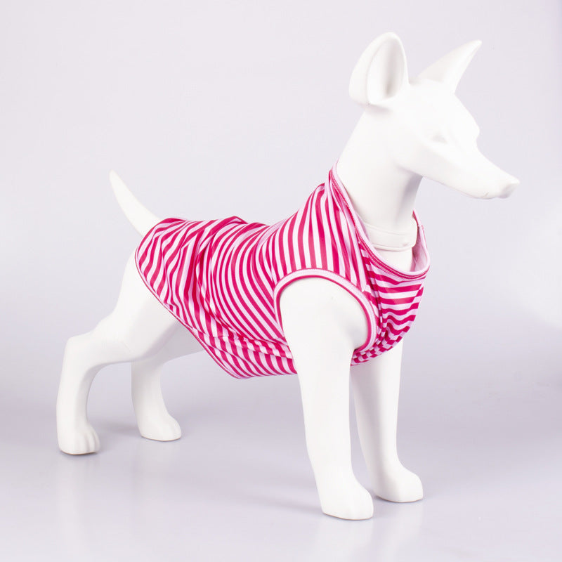 Dress Your Pet in Style with Our Striped Crew Neck Pet Tank Top Shirt